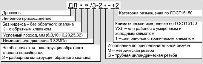 Структура условного обозначения дросселя ДЛ и ДЛК