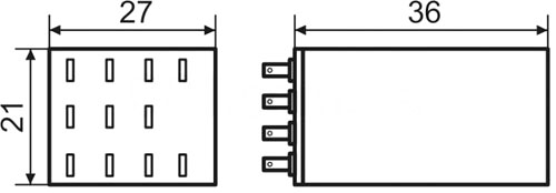 Рис.1. Габаритный чертеж промежуточного реле MY3 (DC 24 V)